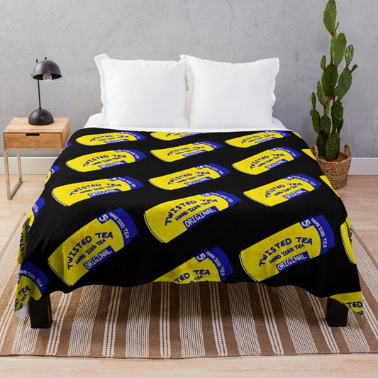 Twisted Tea inspired plush blanket with a fun, meme-inspired design