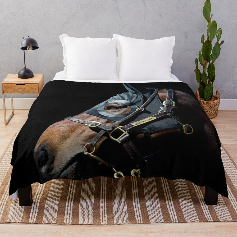 Racehorse plush blanket featuring the beautiful Winx horse