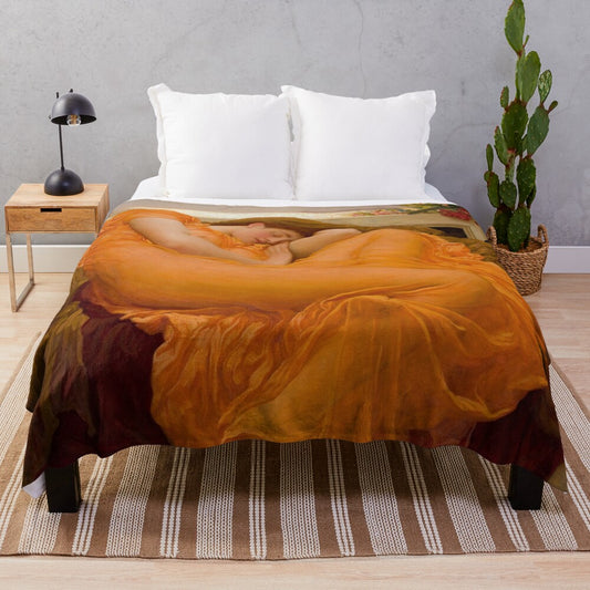 Flaming June Plush Blanket featuring Frederic Leighton's famous painting