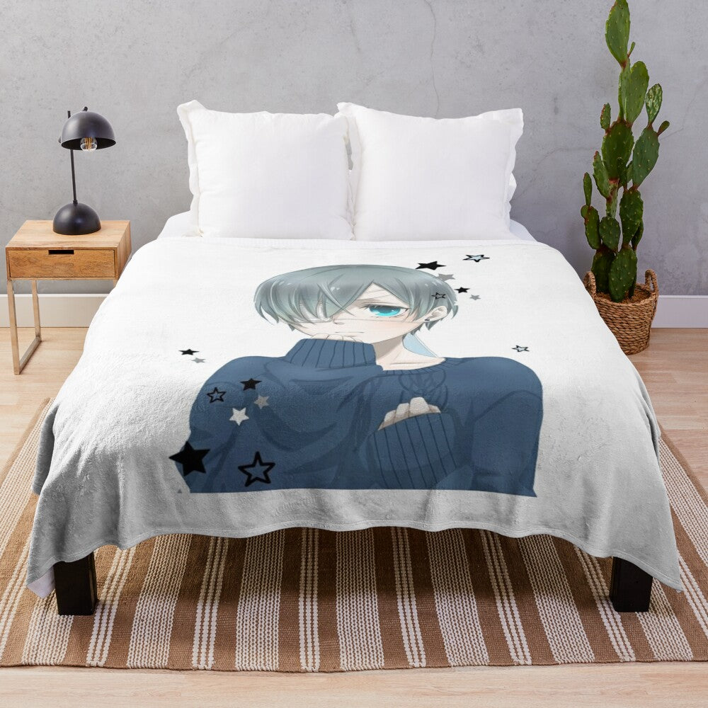 Soft and plush anime inspired blanket with cute character design