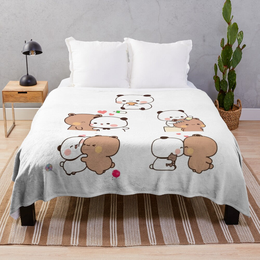 Bubu dudu balloon plush bear and panda blanket