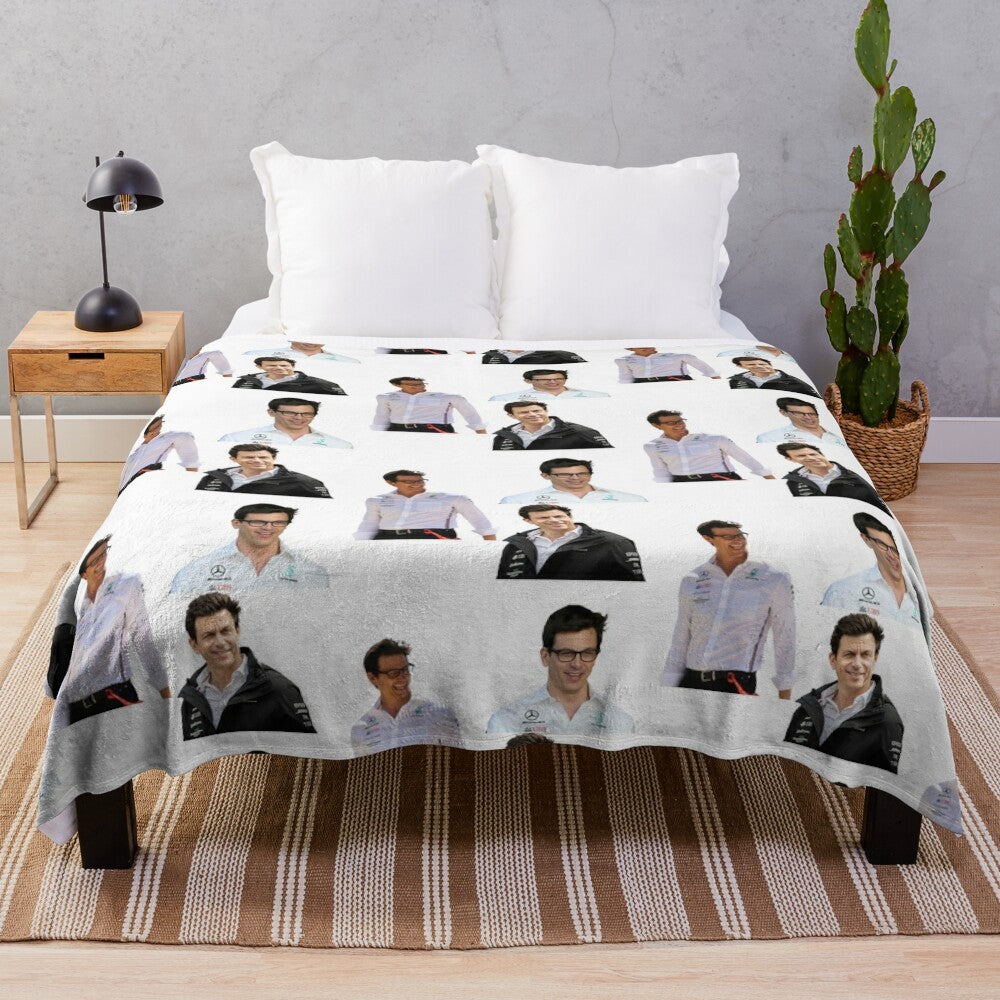 Toto Wolff Collage Plush Blanket for Formula One Fans