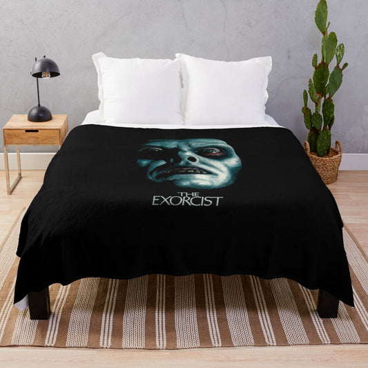 Exorcista inspired plush blanket featuring Pazuzu from the classic horror film "The Exorcist"