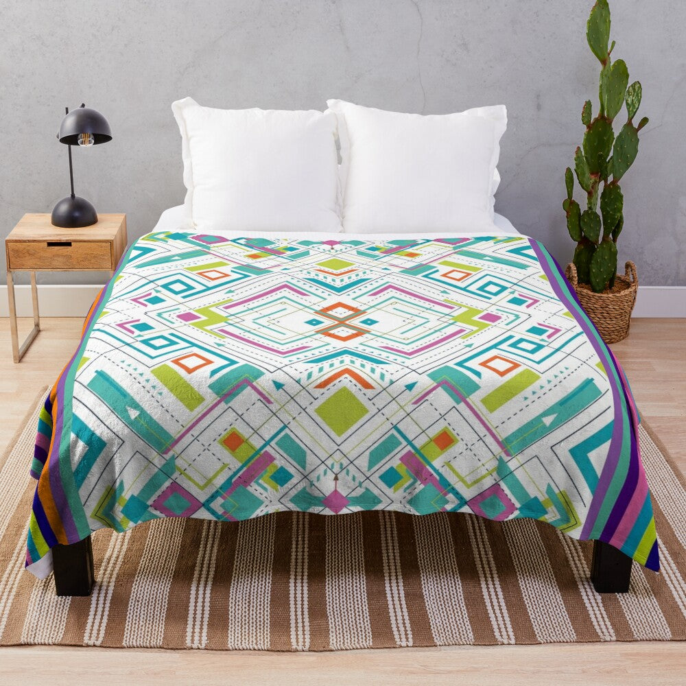 Colorful plush blanket with artist palette design and cool patterns