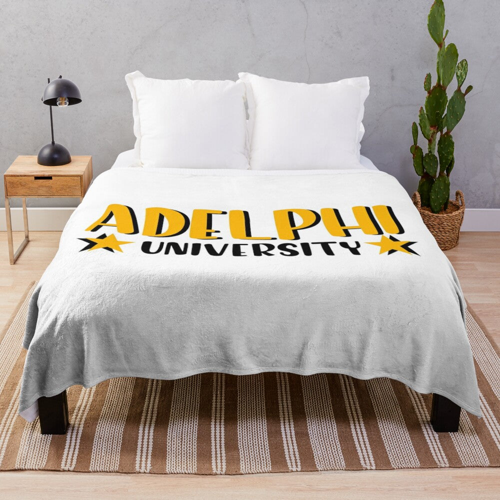 Adelphi University plush blanket for college students and fans