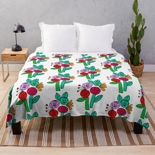 Vintage-inspired floral print plush blanket for cozy home comfort