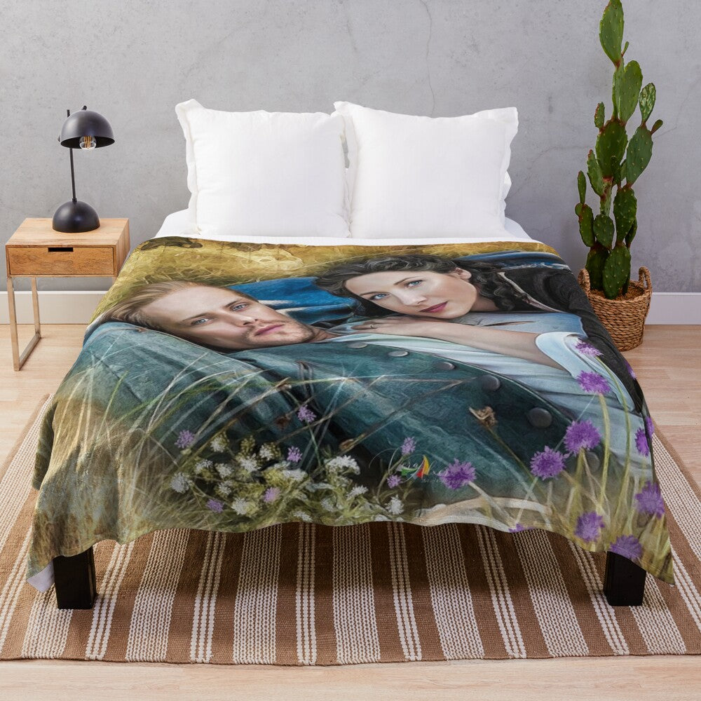 Floral print plush blanket with a garden-inspired design