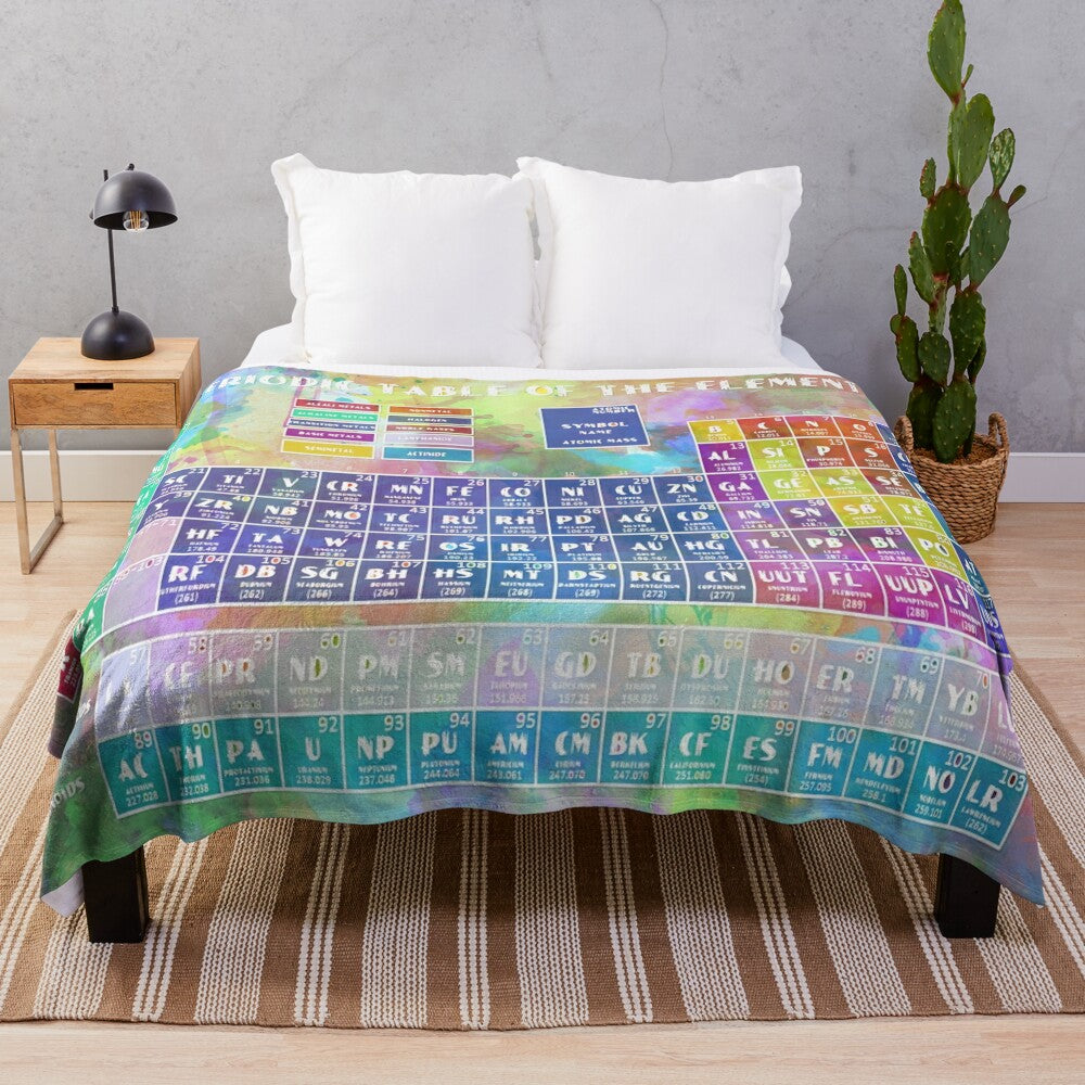 Periodic table of elements 6' plush blanket with watercolor design