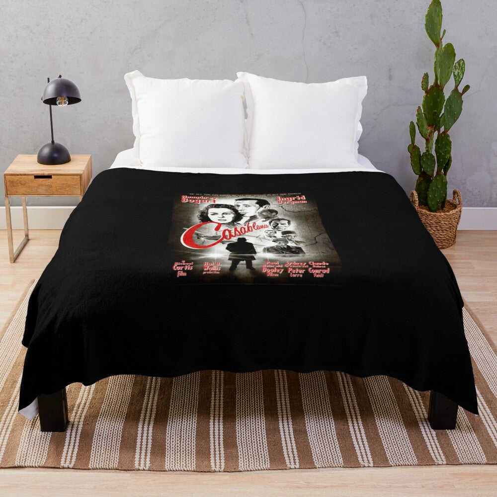 Soft, plush blanket featuring a vintage Casablanca movie design