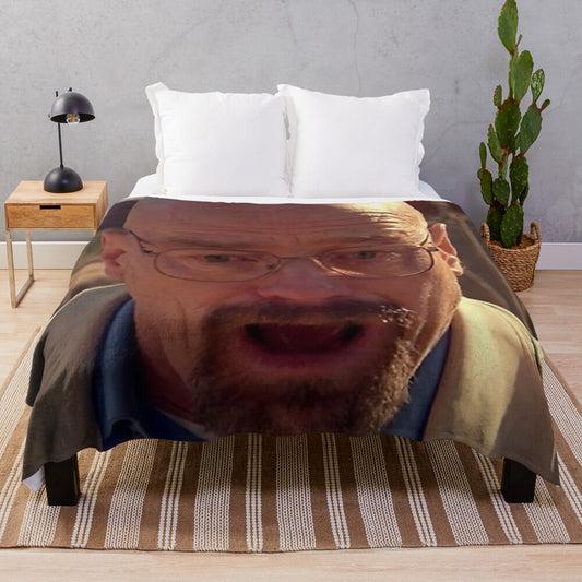 Plush blanket featuring the iconic Walter White meme from Breaking Bad