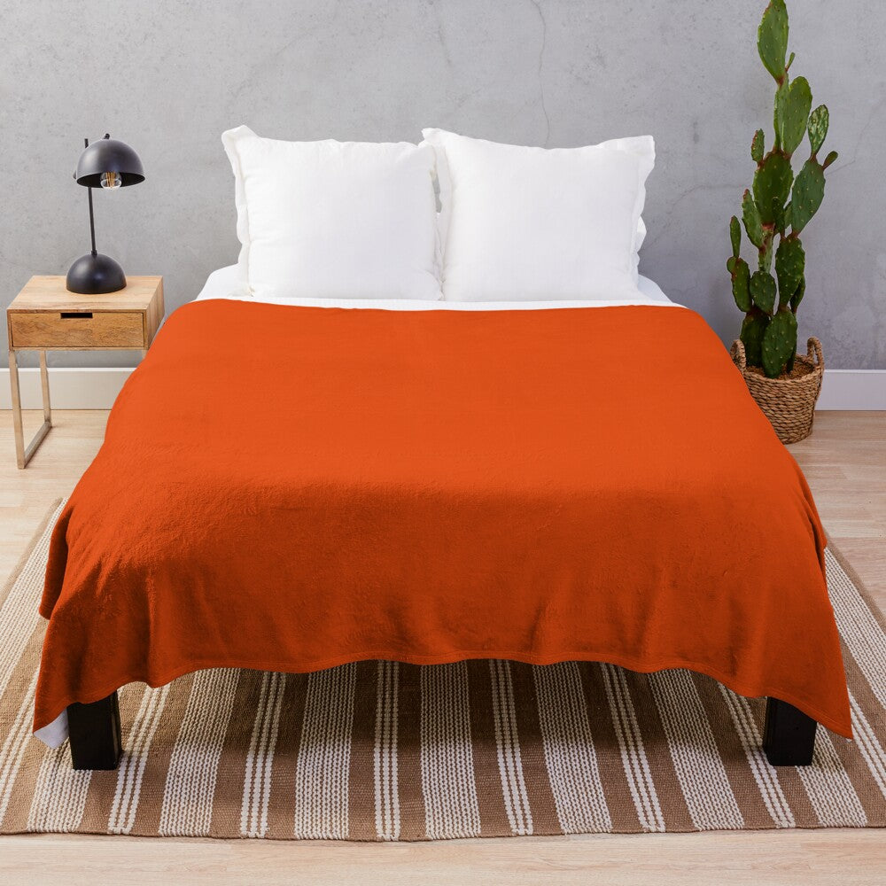 Burnt orange plush blanket for cozy autumn home decor