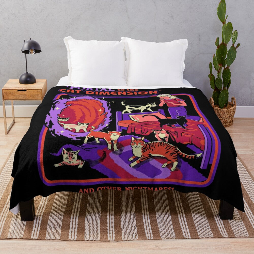 Cat Dimension Plush Blanket with a sci-fi, retro, and nostalgic design