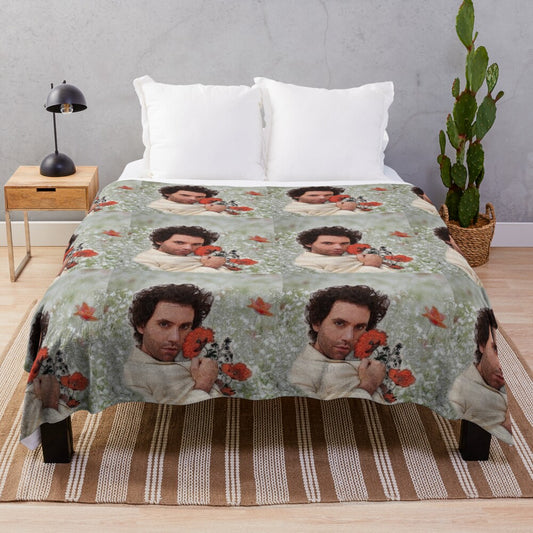 Mika inspired plush blanket with nature and floral graphics