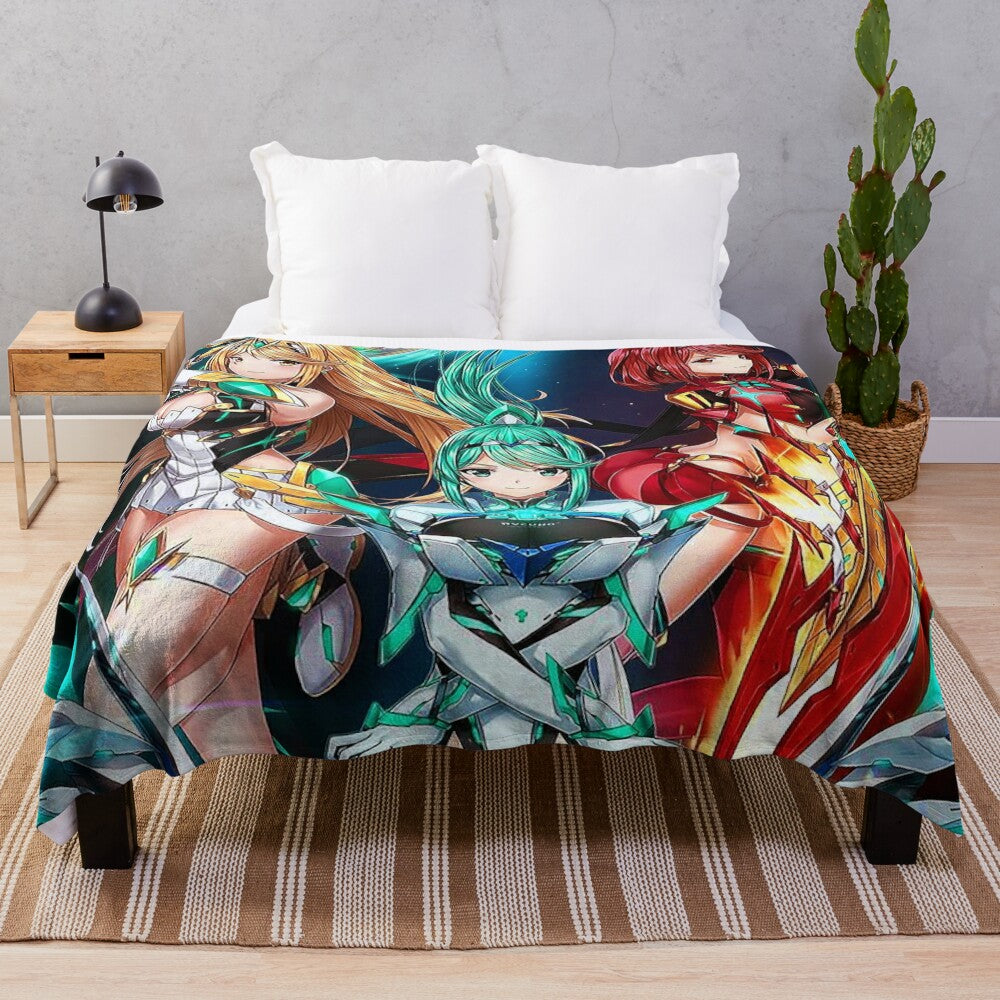 Soft and cozy plush blanket featuring an anime-style design