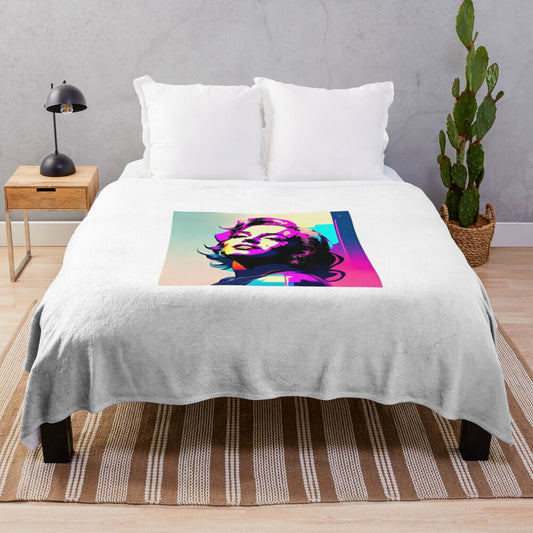 Plush blanket featuring a celebrity design