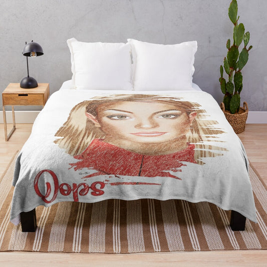 Colorful pop art plush blanket featuring a vibrant portrait of a music icon