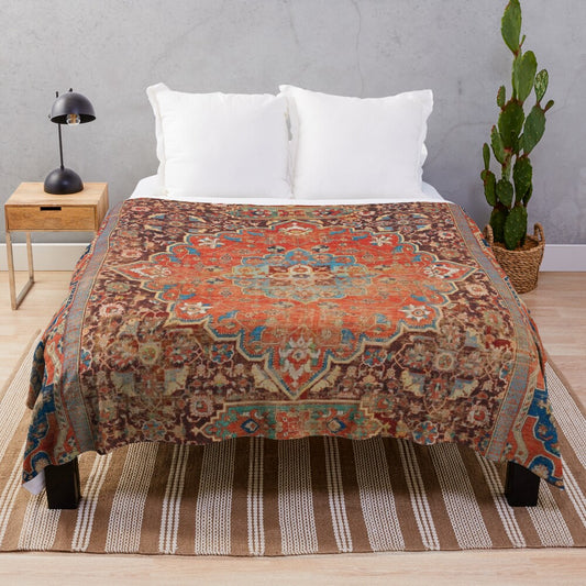 Vintage Persian rug print plush blanket