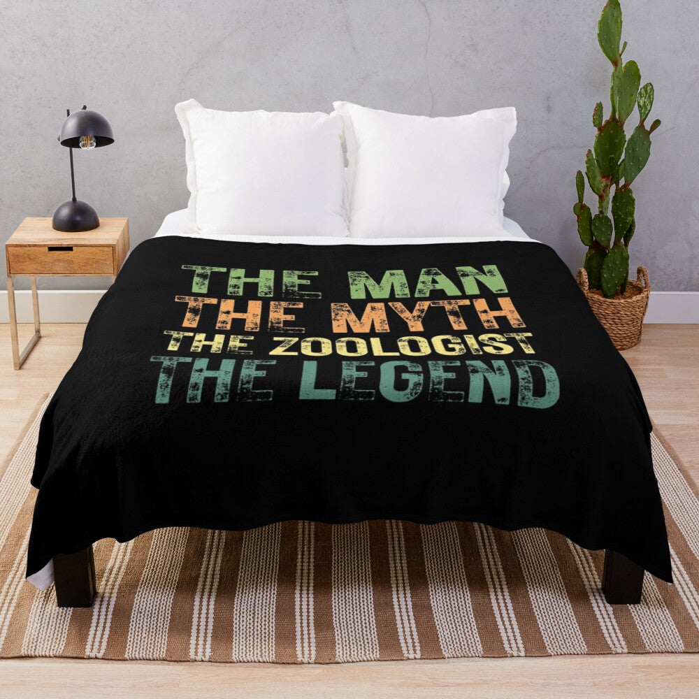 Plush blanket featuring a legendary zoologist design