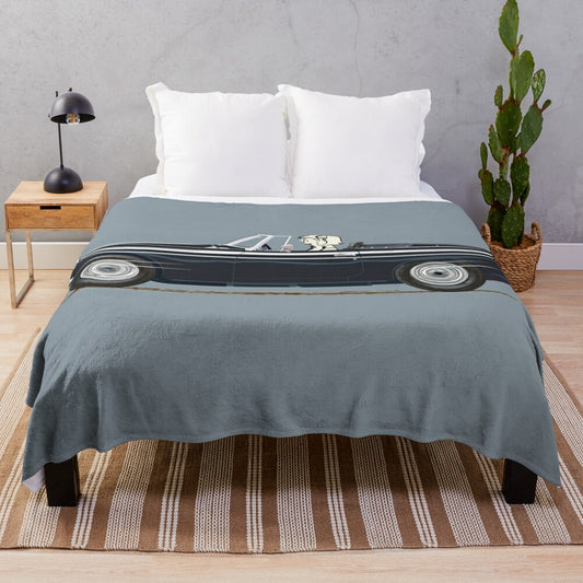 Plush blanket featuring the iconic MGB sports car