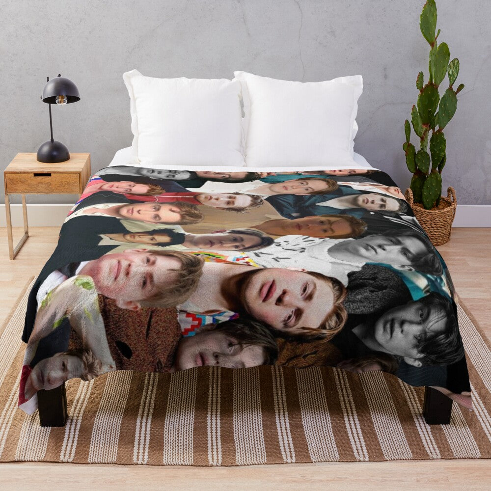 Plush blanket featuring a collage of photos of actor Kit Connor