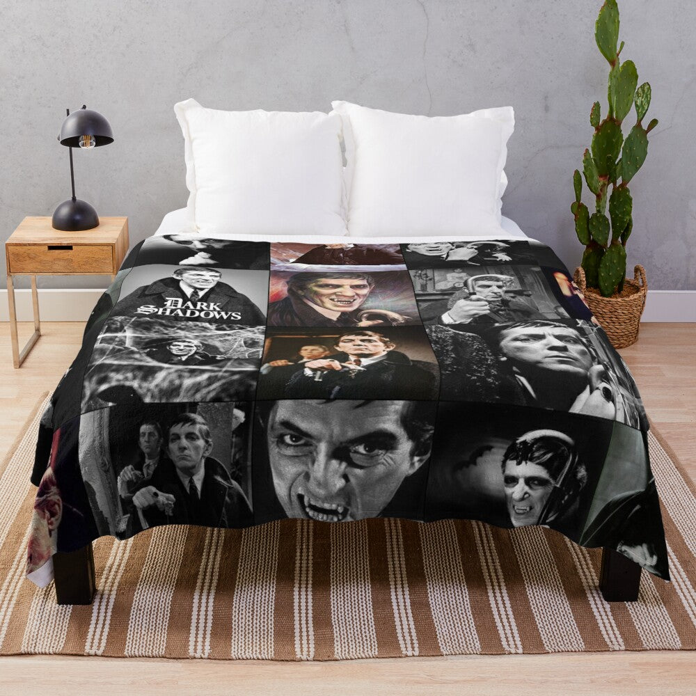 Dark Shadows TV show photo collage design on a plush blanket