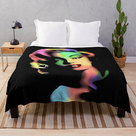 Marilyn Monroe inspired rainbow colors plush blanket