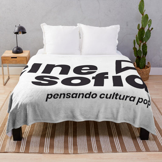 Geometric and trippy plush blanket with Cine Sofia and Filosofia patterns