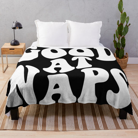 Soft and plush "Good At Naps" blanket perfect for napping