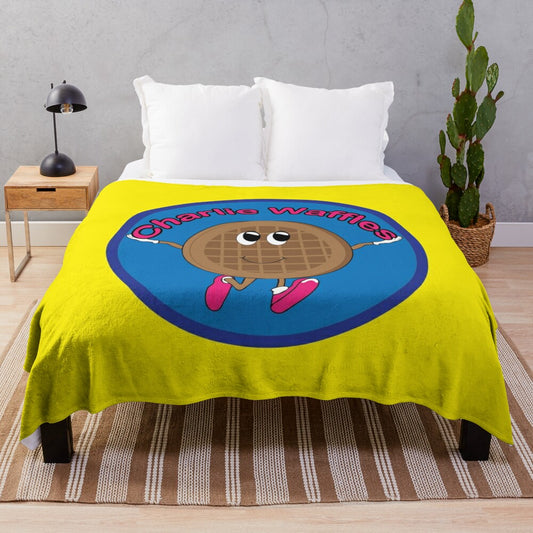 Soft, plush blanket featuring a playful Charlie Waffles design