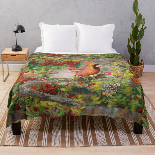 Colorful spring floral plush blanket