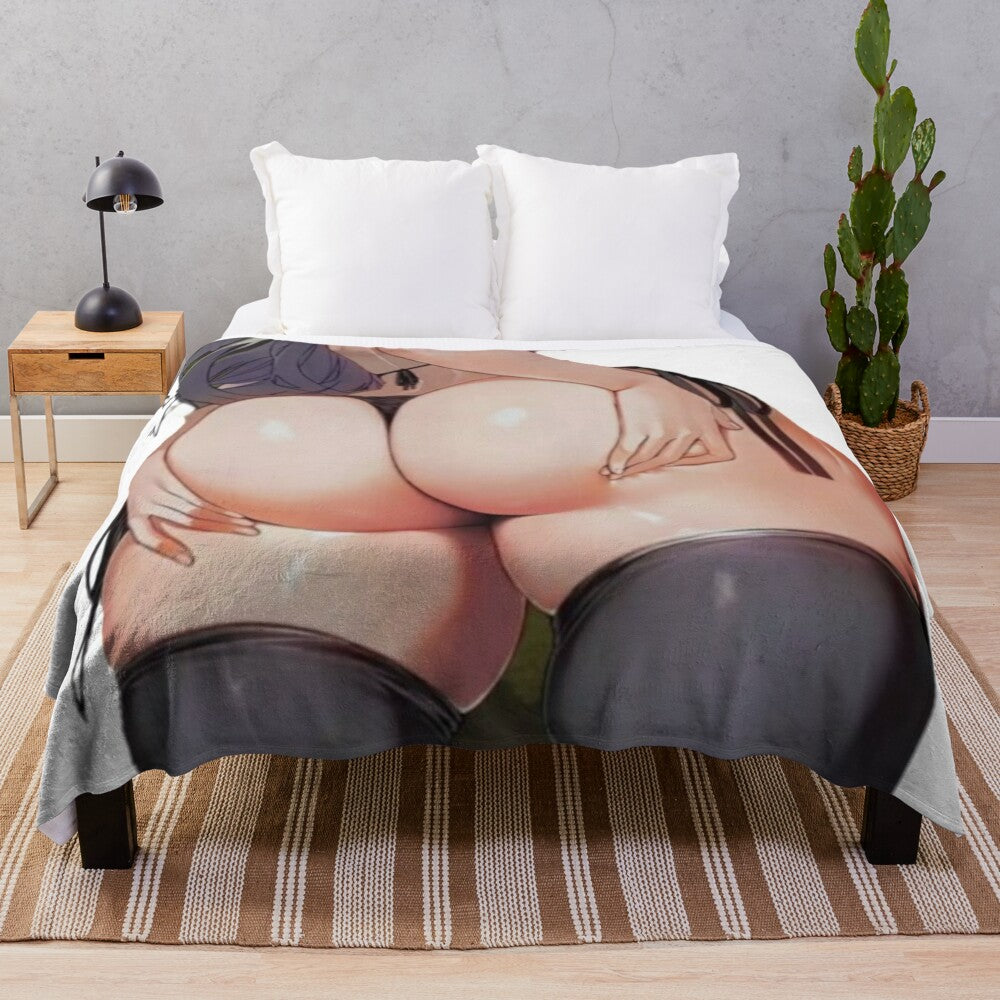 Hentai-inspired plush blanket featuring a cute anime-style design