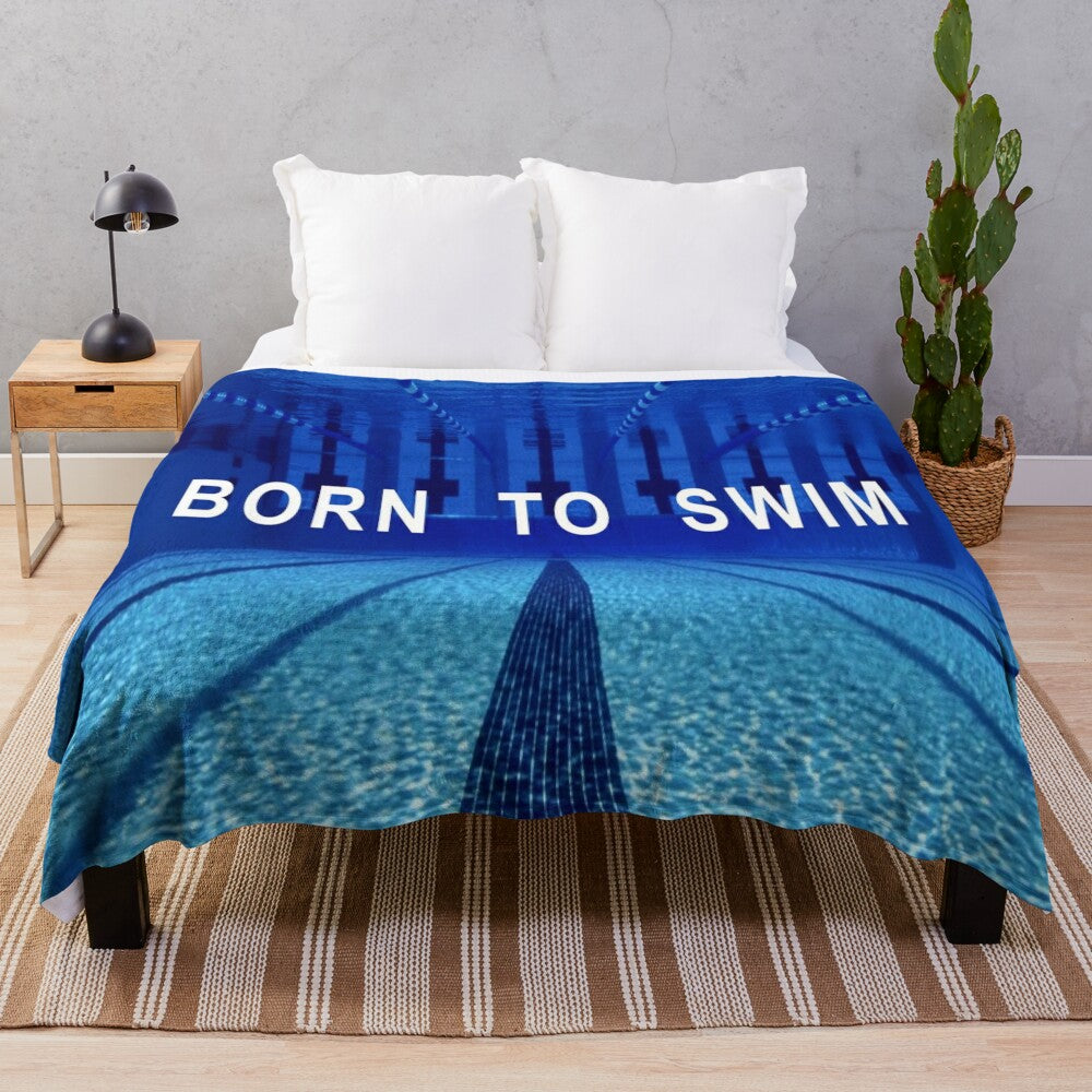 Inspirational swimming quote plush blanket