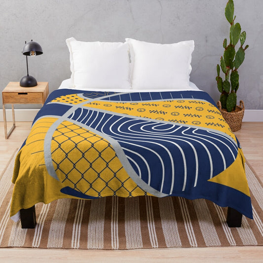 Indiana Pacers fan art plush blanket featuring basketball and graphic design elements