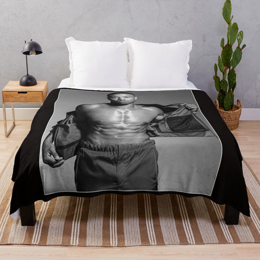 Michael B. Jordan inspired plush blanket featuring fan art design