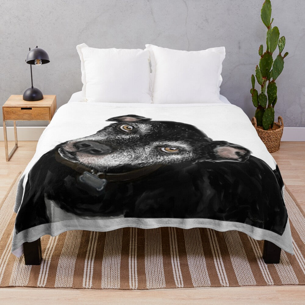 Toby Miller Inspired Plush Blanket featuring a dog portrait