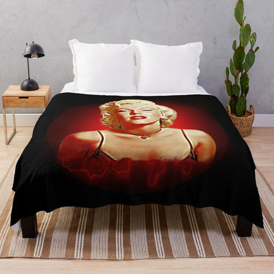 Vintage-inspired plush blanket featuring the iconic image of Marilyn Monroe