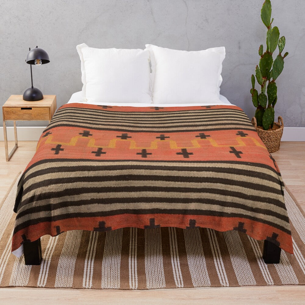 Vibrant Navajo-inspired plush blanket with geometric patterns