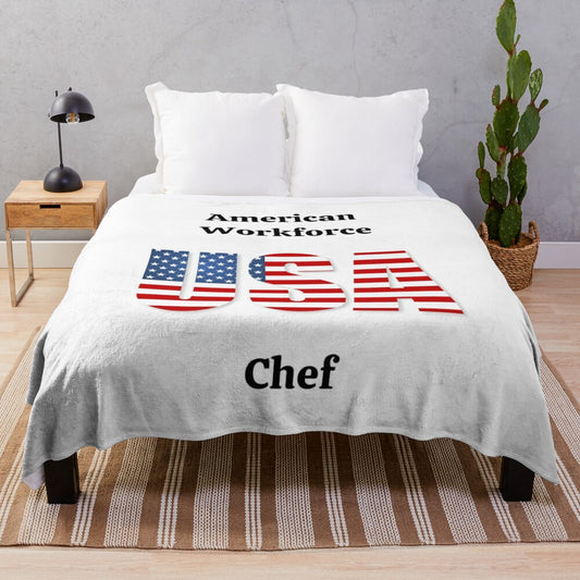 Chef plush blanket featuring an illustration of a chef