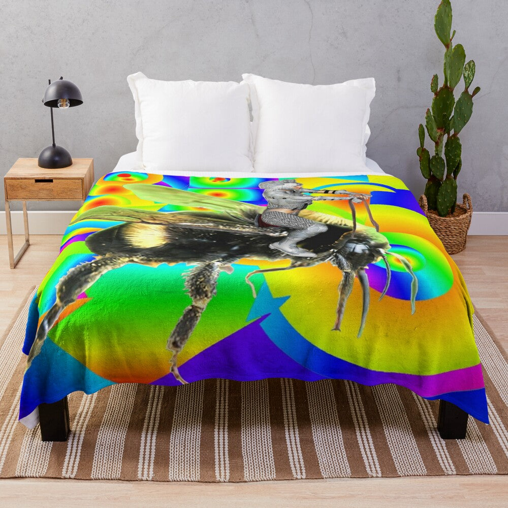 Fantasy Bumblebee Plush Blanket with abstract, nature-inspired patterns