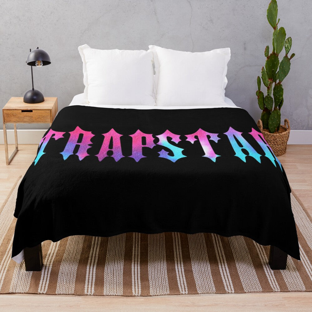 Plush blanket with a graphic print design