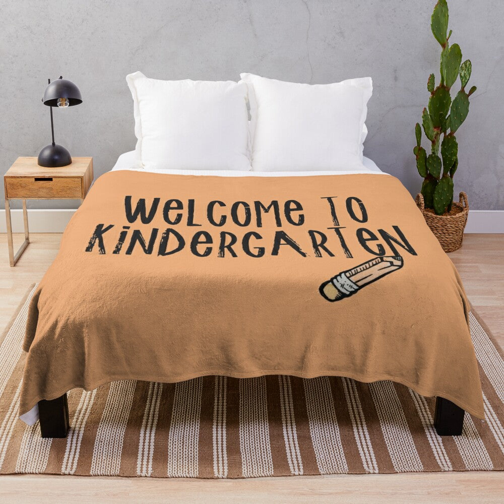 Kindergarten teacher plush blanket with welcome to kindergarten design