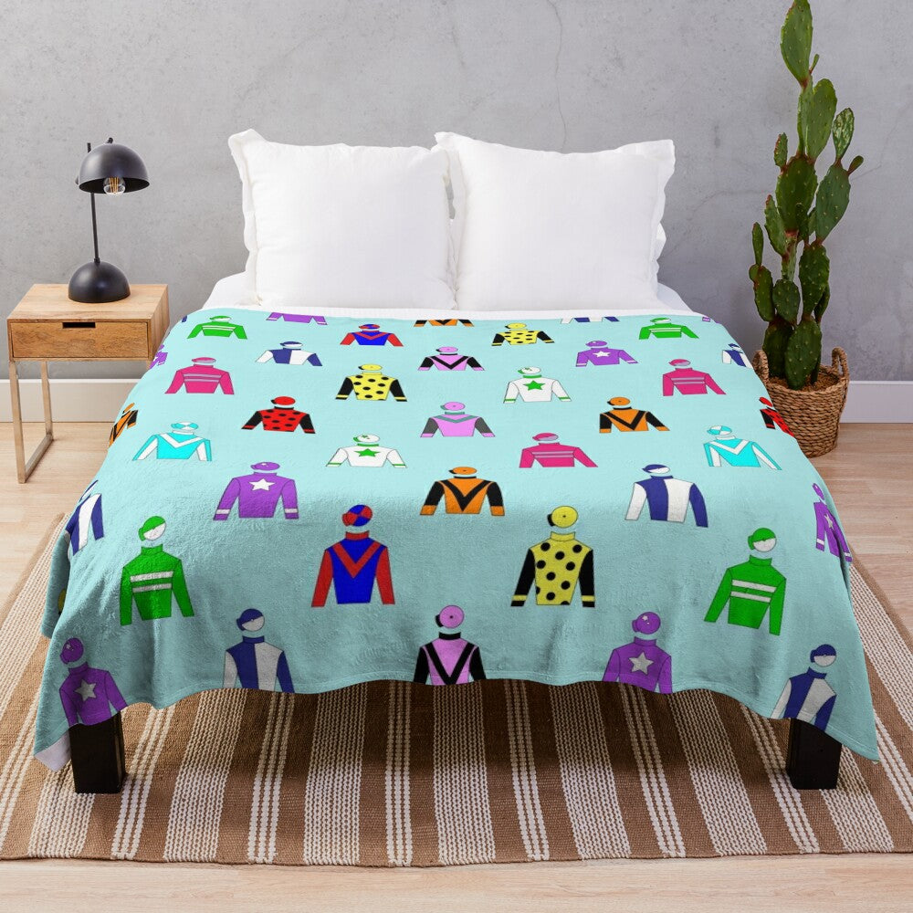 Horse racing jockey silks inspired plush blanket