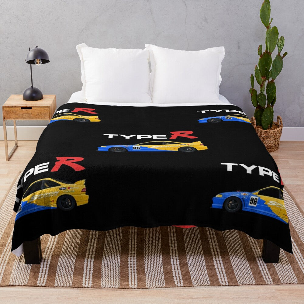 Plush blanket featuring the Integra Type R and Spoon Sports branding