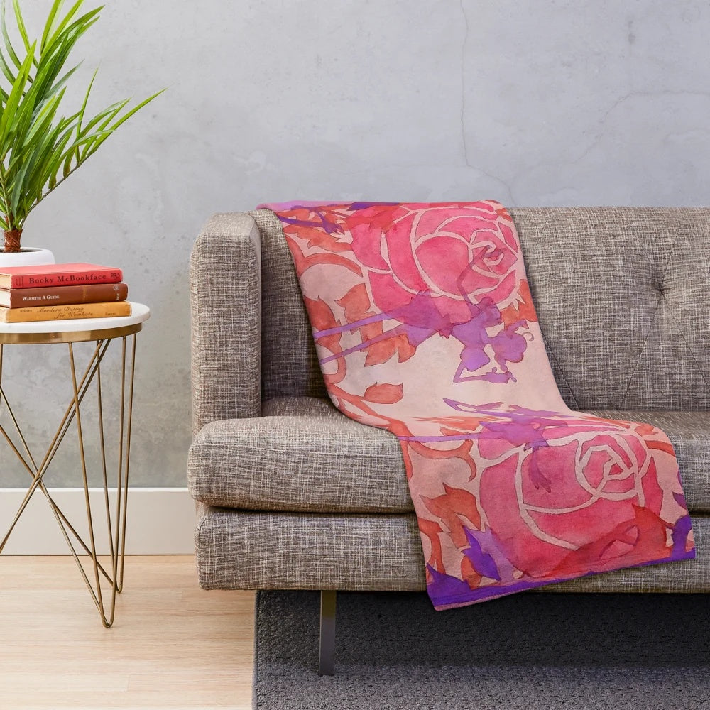 Utena-inspired plush blanket with watercolor shadow girls design