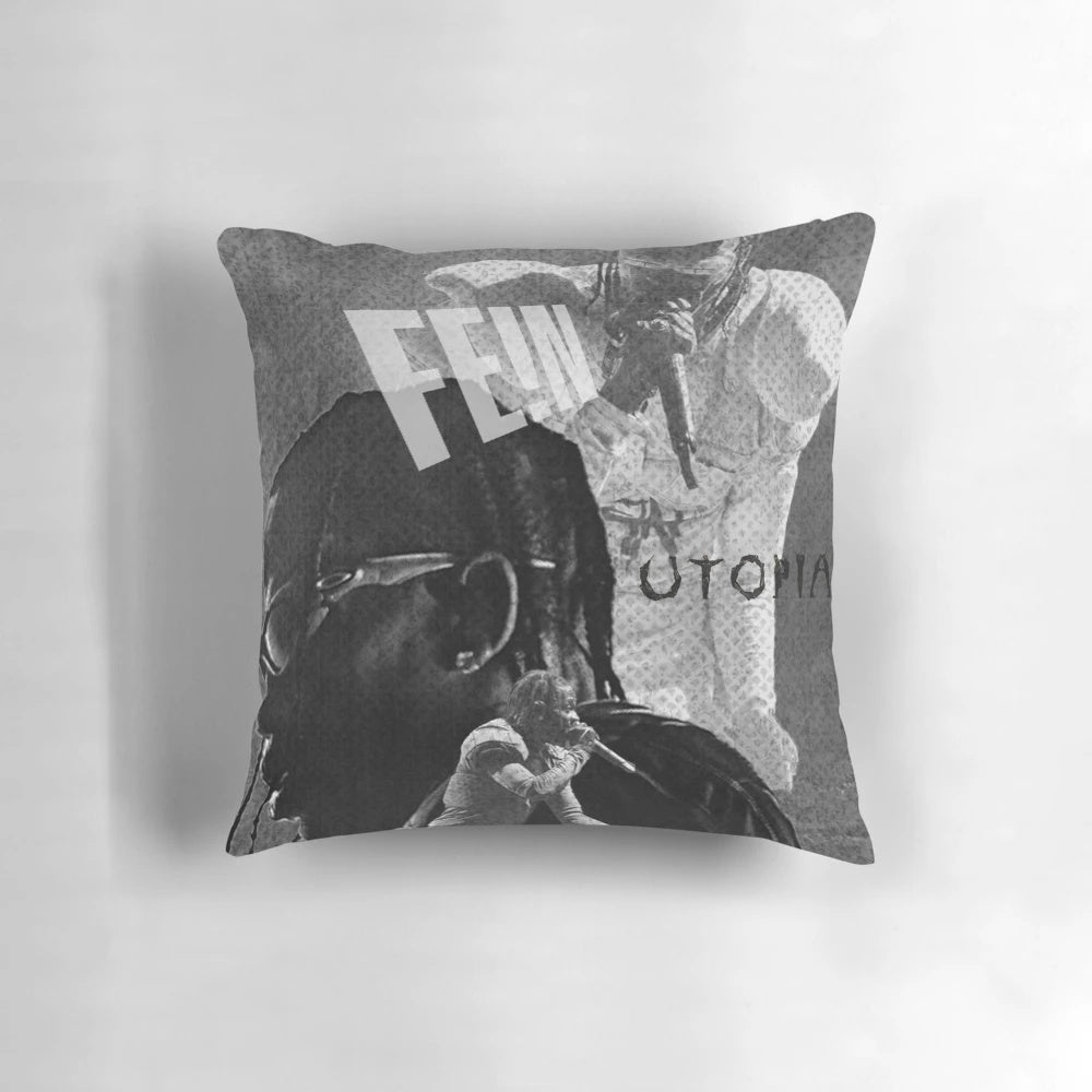 Utopia Travis Scott concert poster design printed on a high-quality pillow
