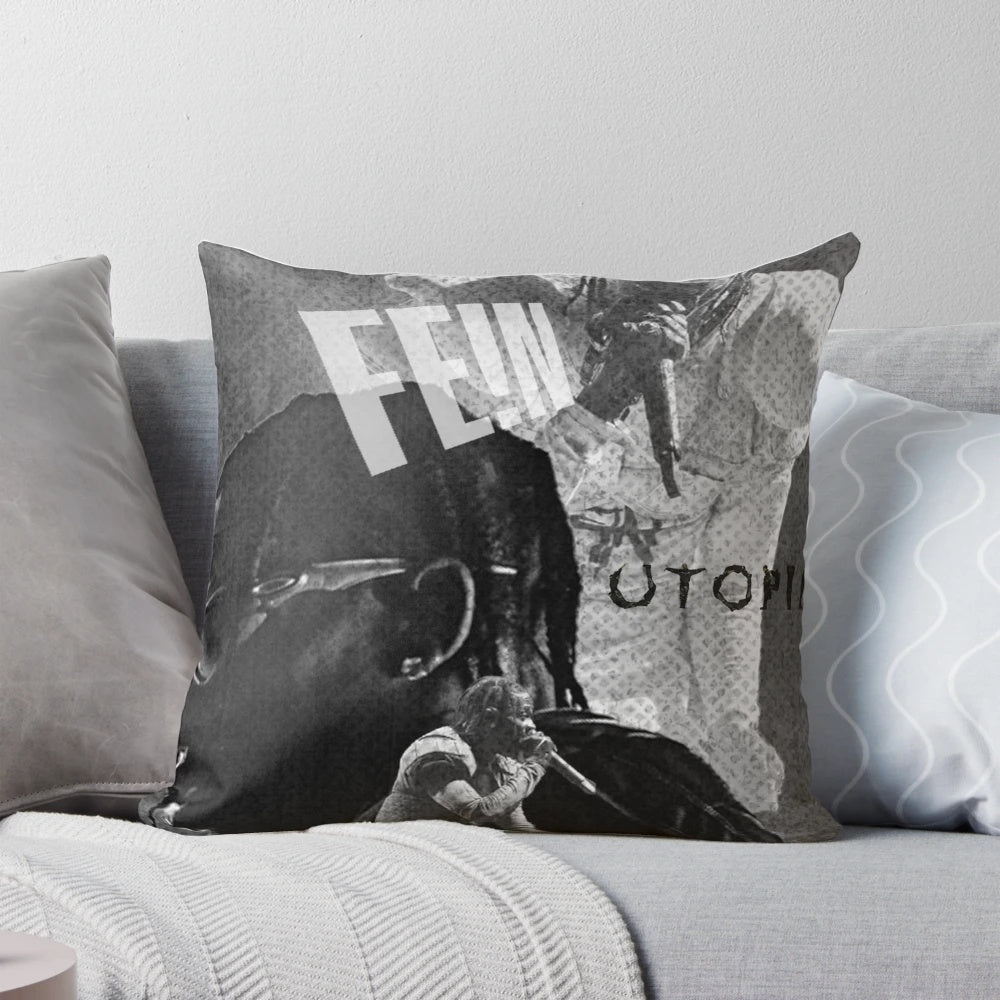 Utopia Travis Scott concert poster design printed on a high-quality pillow