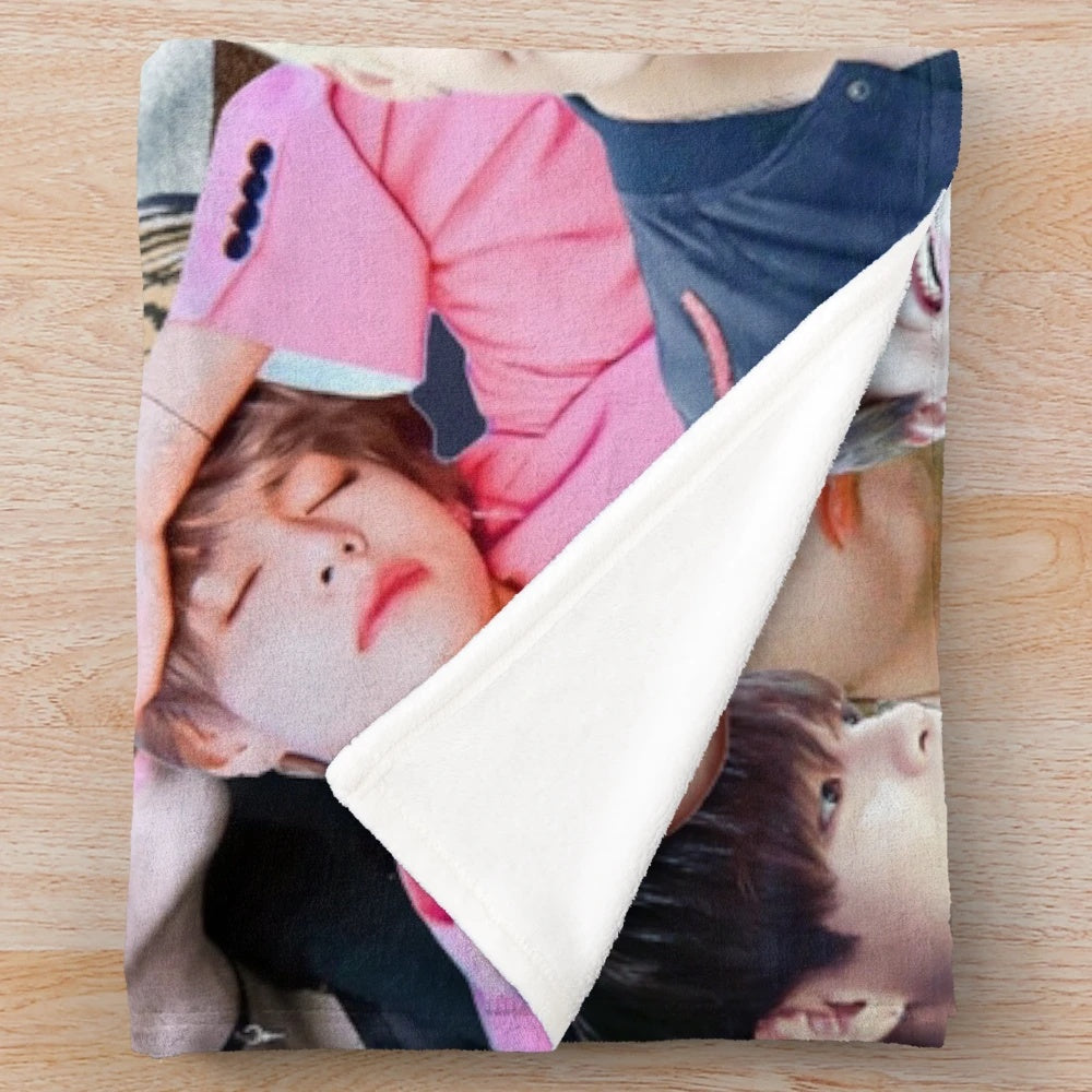 V (Kim Taehyung) BTS Members Collage Plush Blanket