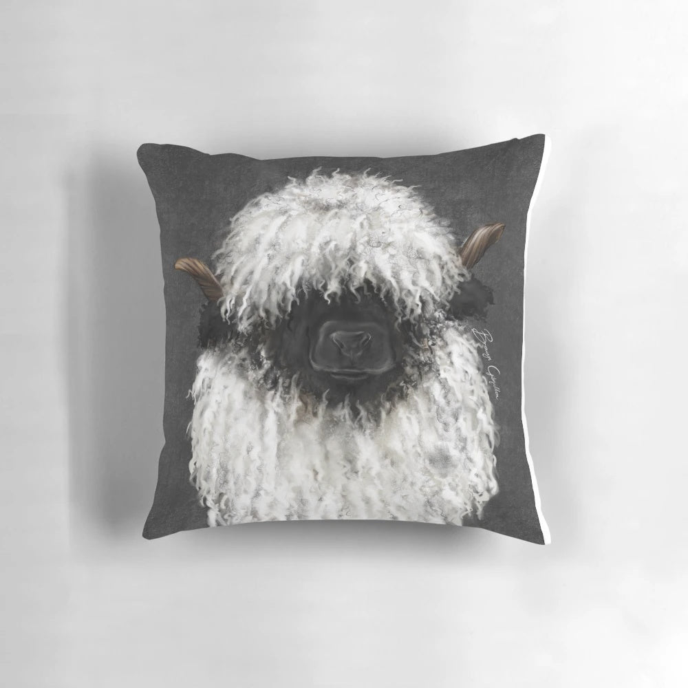 Valais Blacknose Sheep Pillow - Soft, Fluffy Swiss Sheep Decor