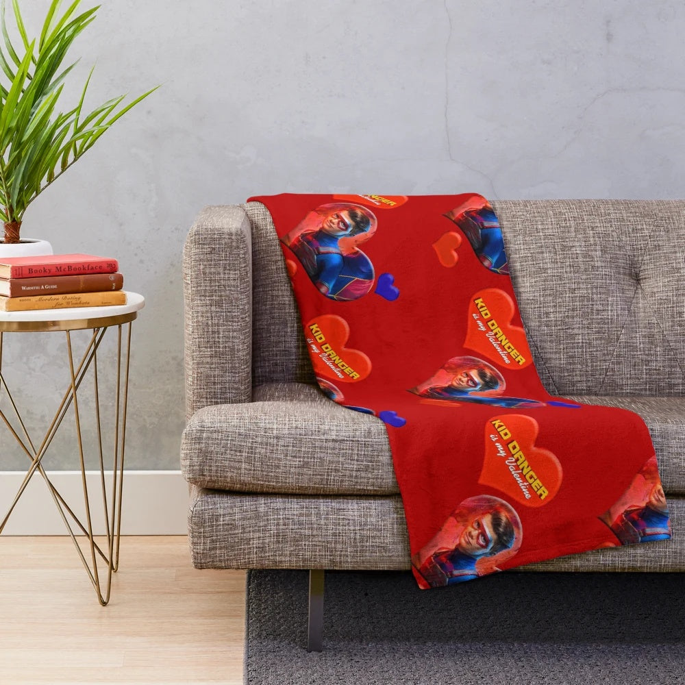 Valentines graphic plush blanket featuring Henry Danger and Kid Danger characters