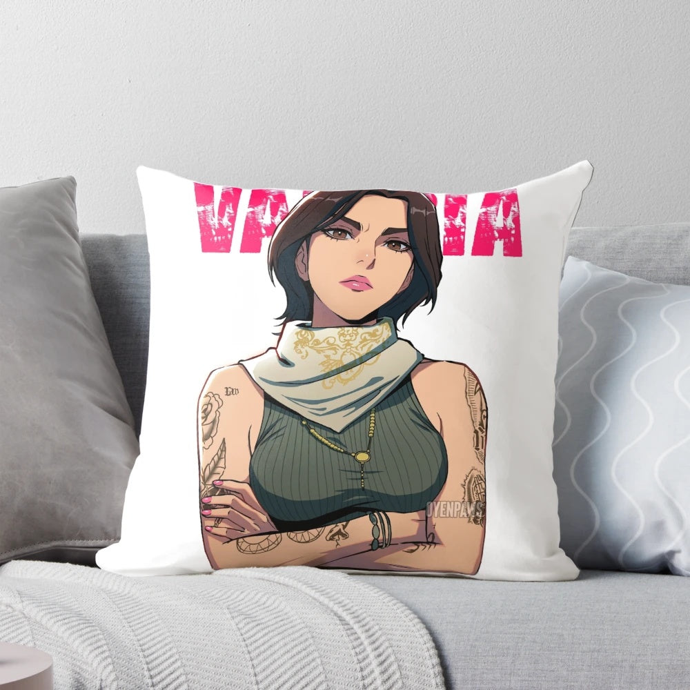 Valeria Military Tactical Gamer Anime Pillow featuring a game character with tattoos